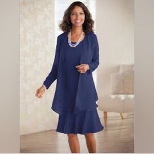 Draper’s & Damon’s Navy Blue Dress with Jacket,plus Size 2X, Mother of the Bride